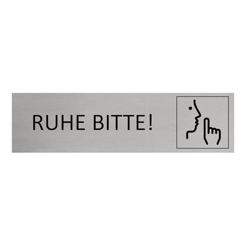 CombiCraft Aluminium Türschild Ruhe bitte! 165x45mm mit 3M-Tape zur Befestigung, einfache Kennzeichnung von Räumen und Bereichen von CombiCraft