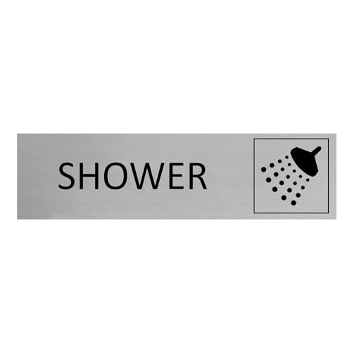 CombiCraft Aluminium Türschild Shower 165x45mm mit 3M-Tape zur Befestigung, einfache Kennzeichnung von Räumen und Bereichen von CombiCraft