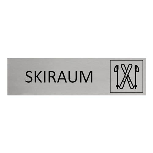 CombiCraft Aluminium Türschild Skiraum 165x45mm mit 3M-Tape zur Befestigung, einfache Kennzeichnung von Räumen und Bereichen von CombiCraft