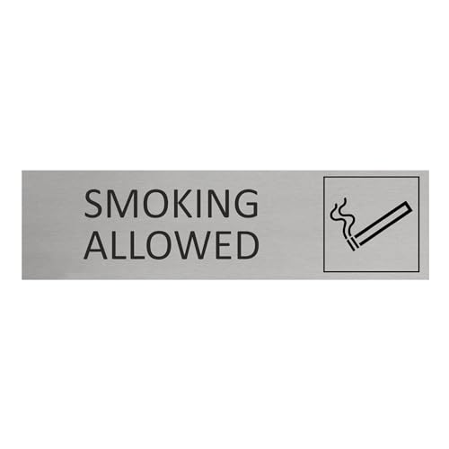 CombiCraft Aluminium Türschild Smoking Allowed 165x45mm mit 3M-Tape zur Befestigung, einfache Kennzeichnung von Räumen und Bereichen von CombiCraft