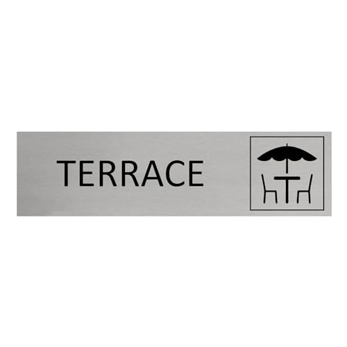 CombiCraft Aluminium Türschild Terrace 165x45mm mit 3M-Tape zur Befestigung, einfache Kennzeichnung von Räumen und Bereichen von CombiCraft