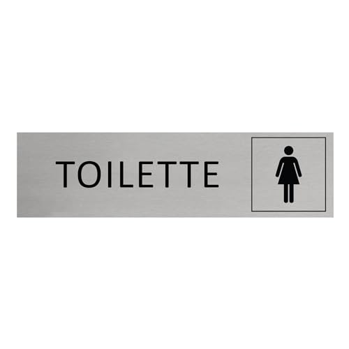 CombiCraft Aluminium Türschild Toilette Damen 165x45mm mit 3M-Tape zur Befestigung, einfache Kennzeichnung von Räumen und Bereichen von CombiCraft