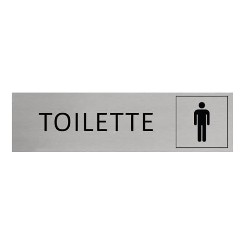 CombiCraft Aluminium Türschild Toilette Herren 165x45mm mit 3M-Tape zur Befestigung, einfache Kennzeichnung von Räumen und Bereichen von CombiCraft