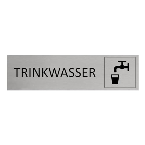CombiCraft Aluminium Türschild Trinkwasser 165x45mm mit 3M-Tape zur Befestigung, einfache Kennzeichnung von Räumen und Bereichen von CombiCraft