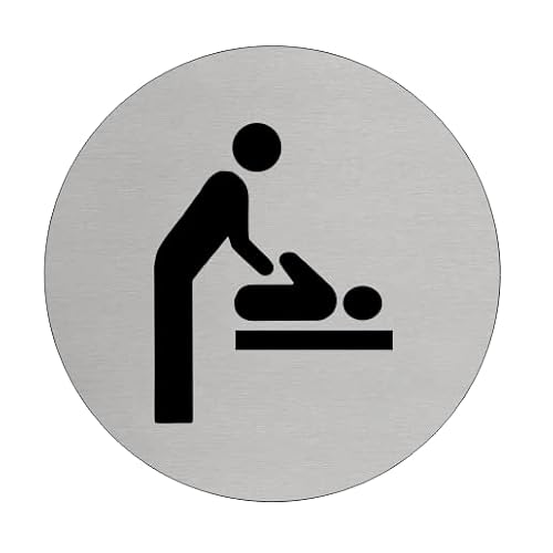 CombiCraft Aluminium Türschild 'Wickeltisch' - 75mm Durchmesser mit schwarzem Piktogramm - Einfache Befestigung mit 3M-Klebeband - Ideal für öffentliche Einrichtungen und Kindertagesstätten CombiCraft Aluminium Türschild 'Wickeltisch' - 75mm Durchmesser mit schwarzem Piktogramm - Einfache Befestigung mit 3M-Klebeband - Ideal für öffentliche Einrichtungen und Kindertagesstätten von CombiCraft