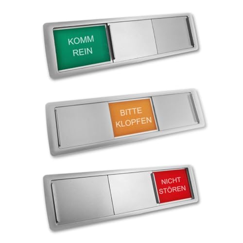 CombiCraft Schiebeschild 'Komm rein/Bitte klopfen/Nichtstören' in einem silberfarbenen Kunststoffschiebeprofil 178x50mm - Pro Stück von CombiCraft