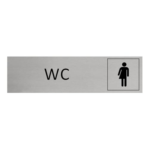 Türschild CombiCraft WC, ungeschlecht, Aluminium, 165 x 45 mm, mit Klebeband von CombiCraft