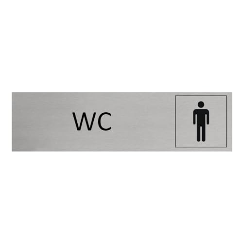 Türschild CombiCraft WC Männer aus Aluminium 165 x 45 mm, mit Klebeband von CombiCraft