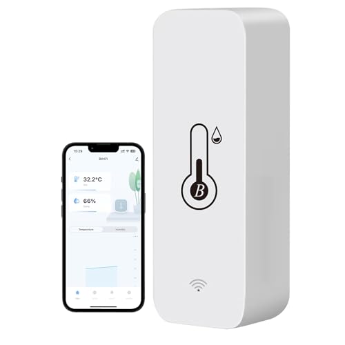 Comboss WLan Thermometer-Hygrometer-Sensor: Bluetooth-Gateway, Bluetooth-Temperatur-Feuchtigkeitssensor mit App-Benachrichtigungsalarm,Datenexport,kompatibel mit Alexa (1 Sensor) von Comboss