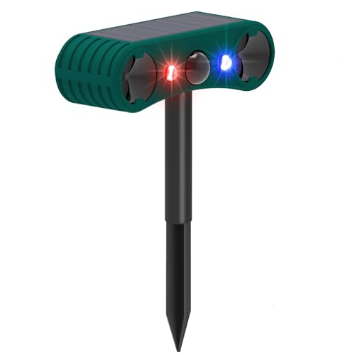 Solar Außen Bewegungsmelder Alarm: Verbesserter Ultraschall Solar Infrarot Induktions Alarm IP65 Außen Bewegungsmelder 129 dB mit rot/blauem Blinklicht von Comboss