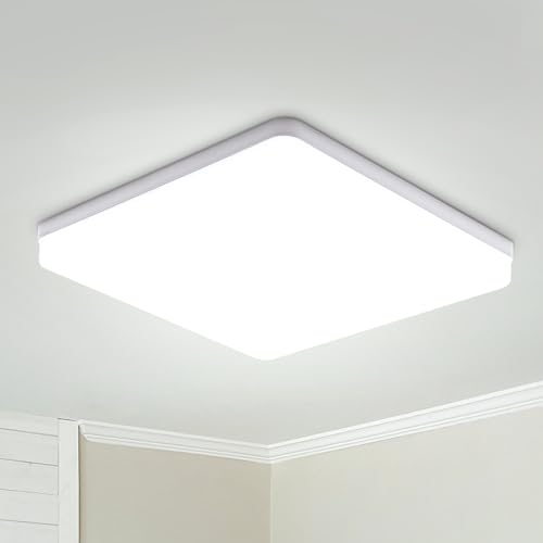 30cm LED Deckenleuchte Schlafzimmer, 48W Deckenlampe Badezimmer, Ceiling Light Quadratisch Helle Zimmerlampe, Leuchten Kaltweiß 4320 Lumen, Room Deckenbeleuchtung, für Keller, Kitchen und Abstellraum von Combuh