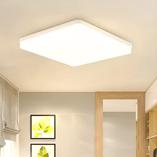 Combuh Deckenleuchte LED 48W 4320LM Deckenlampe für Schlafzimmer Wohnzimmer Warmweiß 3000K Quadrat Ø30cm von Combuh