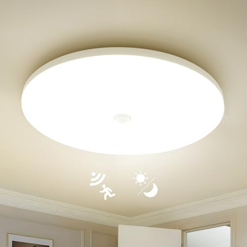 Combuh LED Deckenlampe mit Bewegungsmelder Innen,18W 1800LM Ø29,5CM Rund Flach Deckenleuchte mit bewegungsmelder und Lichtsensor, 4000K Neutralweiß IP56 Led Lampen Deckenlampen für Keller Flur Garage Combuh LED Deckenlampe mit Bewegungsmelder Innen,18W 1800LM Ø29,5CM Rund Flach Deckenleuchte mit bewegungsmelder und Lichtsensor, 4000K Neutralweiß IP56 Led Lampen Deckenlampen für Keller Flur Garage von Combuh