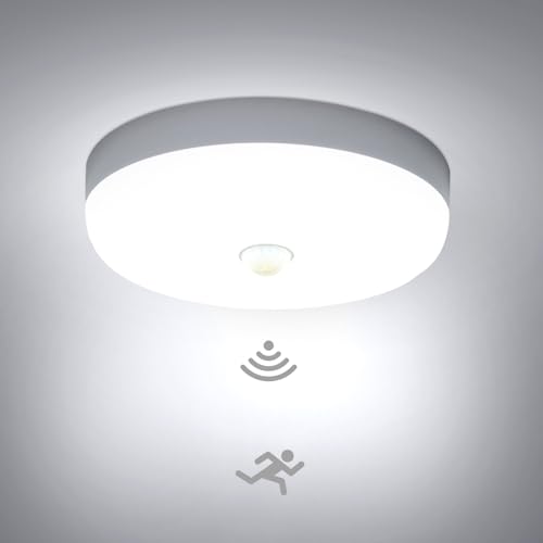 Combuh LED Deckenlampe mit Bewegungsmelder Innen, Rund Deckenleuchte 15w 6500k 1500LM Kaltweiß Wasserdicht IP56, Sensor Deckenleuchte LED für flur Garage Treppenhaus Balkon Küche Badezimmer Keller von Combuh