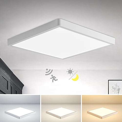 Combuh LED Deckenleuchte mit Radar Bewegungsmelder, 28W 2800LM Ø30CM Flach Deckenlampe mit Tageslichtsensor Innen, 3000K~6000K Ultra Dünn 2,5CM Lampen Deckenlampen für Flur Treppe Veranda Balkon von Combuh