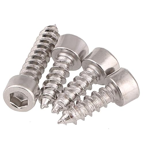 10 Stücke M2 M2,6 M3 M3,5 M4 M5 M6 Sechskant Innensechskant Kappe Kopf Selbstschneidende Schraube 8,8 Grade Nickel Zink Kopf Schraube for Lautsprecher (Color : 10 mm, Size : M2) von Comcapy
