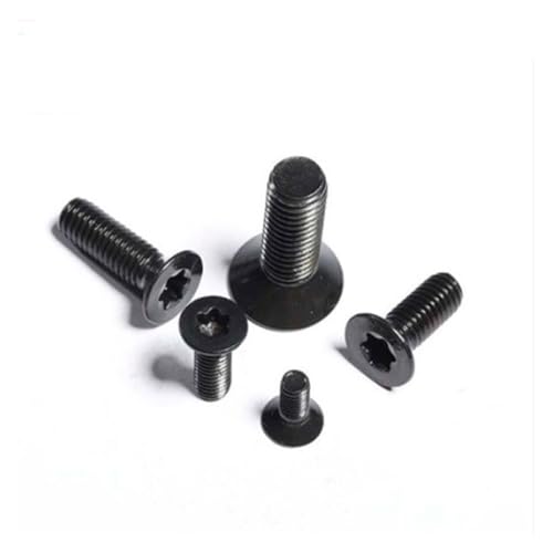 100 Stück M1.6 M2 M2.5 M3 * 4/5/6/8/10/12 Schwarz A2 304 Edelstahl GB2673 Torx-Schraube mit Sechslappen und flachem Senkkopf (Color : 4mm, Size : M2 100PCS) von Comcapy