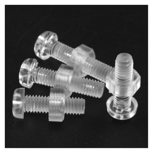 20/50 Stück M3-M8 Acryl Klare Schraube Mutter Kombination Transparenter Kunststoff Rundkopfschraube Pan Kreuzkopfschraube Bolzen + Mutter (Color : 25mm, Size : M4 20PCS) von Comcapy