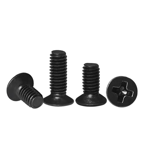 20-500 Stück M1 M1.2 M1.4 M1.6 M2 M2.5 M3 M3.5 M4 M5 Kleine schwarze Stahlkreuz-Senkkopfschraube (Color : 4mm_M1.6 (200pcs)) von Comcapy