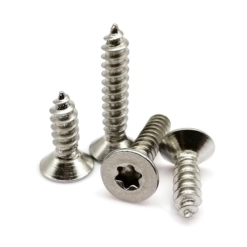5/10/50 Stck. M2 M2.5 M3 M4 M5 M6 304 A2-70 Edelstahl Sechslappen Torx Flachsenkkopf Manipulationssichere selbstschneidende Holzschraube (Color : 10mm_50pcs M2.6) von Comcapy