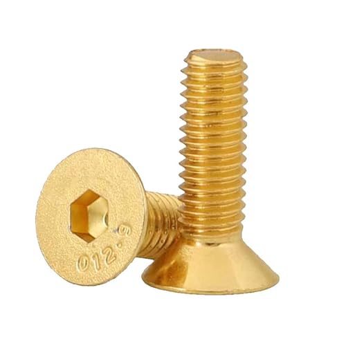 5/10 Stück Sechskant-Innensechskant-Senkkopfschrauben Legierungsstahl Titanbeschichtung Gold M2 M2.5 M3 M4 M5 M6 (Color : 12mm_M4-10Pcs) von Comcapy