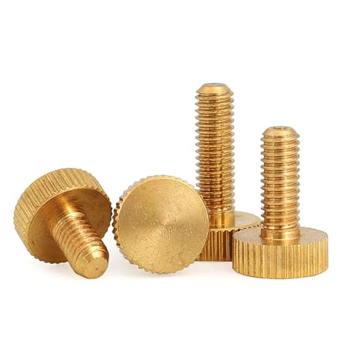5/8 Stück M3 M4 M5 M6 M8 M10 Messing Flachkopf Handschraube GB835 Reines Kupfer Großkopf Rändel Handschraube Griff Schraube festziehen (Color : 20mm, Size : M5 (5Pcs)) von Comcapy
