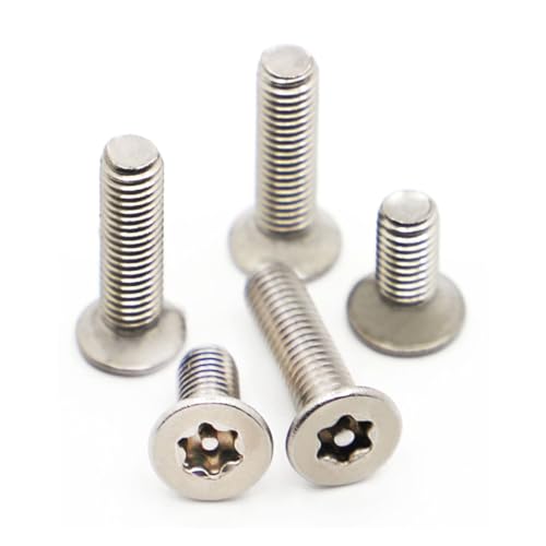 5–50 Stück 304 Edelstahl sechs Lappen Torx Senkkopf mit flachem Kopf mit Stift manipulationssichere Sicherheitsschraube Bolzen M2 M2.5 M3 M4 M5 M6 (Color : 30mm_M5 10pcs) von Comcapy