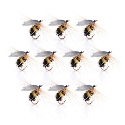 Comcapy 10pcs 10# lebensechte schwimmende Biene Fliegenfischerei Ködermaterial for Forellen Wobbler Künstliche Köder Fliegenfischerei Fliegen Insekten Insekten von Comcapy