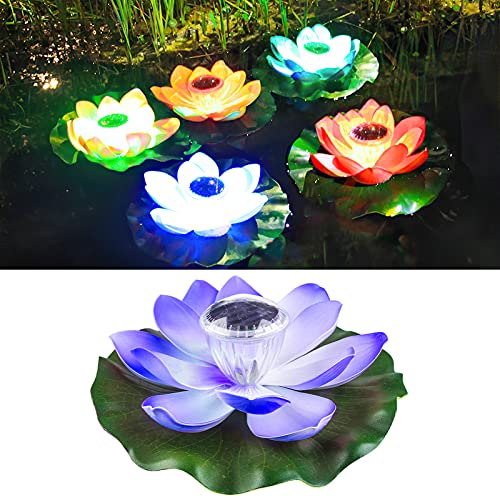 Schwimmende Solarleuchten Lotusblüte Solar Lotus Lila Led Teich Schwimmlichter Teichpflanzen Blume Dekor, Teichlichter Solar Teichbeleuchtung Künstliche Lotus Seerose Licht für Garten Hof Schwimmbäder von ComeHome