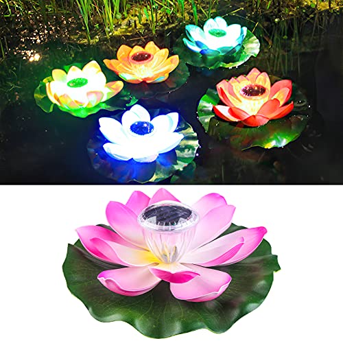 Schwimmende Solarleuchten Lotusblüte Solar Lotus Rosa Led Teich Schwimmlichter Teichpflanzen Blume Dekor, Teichlichter Solar Teichbeleuchtung Künstliche Lotus Seerose Licht für Garten Hof Schwimmbäder von ComeHome