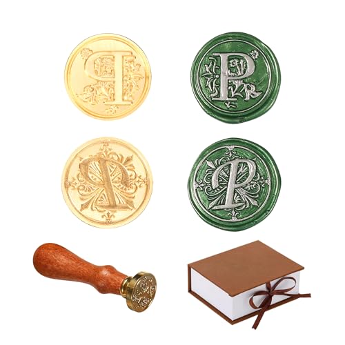 Comealltime 2 Stück Retro Alphabet Siegelwachs Stempel, A~Z Initialen Wachs Stempel mit Holzgriff, Vintage 26 Buchstabe 25mm Abnehmbarer Messingkopf Für Invitations Cards Gift Wrapping Decor(Letter P) Comealltime 2 Stück Retro Alphabet Siegelwachs Stempel, A~Z Initialen Wachs Stempel mit Holzgriff, Vintage 26 Buchstabe 25mm Abnehmbarer Messingkopf Für Invitations Cards Gift Wrapping Decor(Letter P) von Comealltime