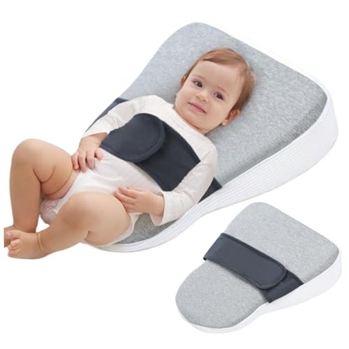 Baby Keilkissen für Neugeborene 15x19x5 doppelseitiges Anti-Reflux-Kissen für Baby mit Befestigungsband Taillengürtel 15 ° Hautfreundliche Gedächtnisschaum Neugeborene Essentials, Pflegekissen zum St von Comebachome