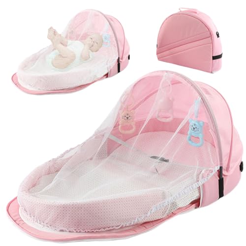 Comebachome Tragbare Babyliege, faltbares Babybett mit Moskitonetz, Baldachin und Spielzeug, Waschmaschinenbassinet, Babys Nest für Reisen im Freien Comebachome Tragbare Babyliege, faltbares Babybett mit Moskitonetz, Baldachin und Spielzeug, Waschmaschinenbassinet, Babys Nest für Reisen im Freien von Comebachome