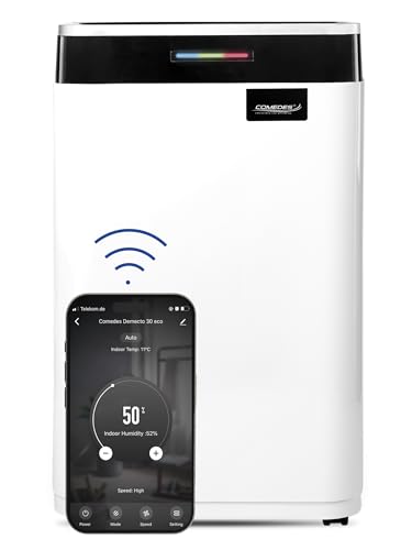 Comedes Demecto 30 eco WiFi – Luftentfeuchter Bautrockner (max. 25 Liter / 24h) Geeignet für alle Räume und Keller bis zu 100m² / 230m³, App-fähig von Comedes