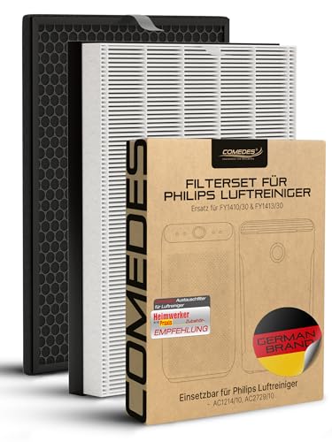 Comedes Filter-Set für Philips AC1214/10 und AC2729/10 Luftreiniger (Series 1000), einsetzbar statt Philips FY1410/30 und FY1413/30, HEPA- und Aktivkohle-Filter von Comedes