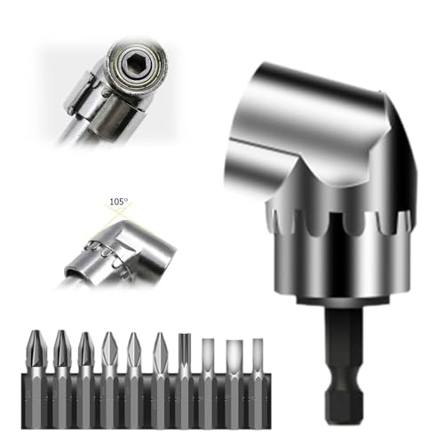 105°Winkelschrauber Vorsatz Adapter, 2025 Neu Winkelschrauber Aufsatz with Multi-function Bend Screwdriver Bit, Winkelbohraufsatz, 1/4-Zoll Sechskantschaft, Winkelgetriebe, für Garage (Kurz) von ComedyKing