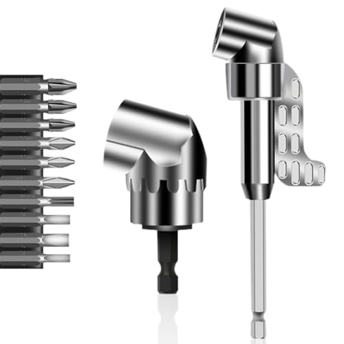 105°Winkelschrauber Vorsatz Adapter, 2025 Neu Winkelschrauber Aufsatz with Multi-function Bend Screwdriver Bit, Winkelbohraufsatz, 1/4-Zoll Sechskantschaft, Winkelgetriebe, für Garage (Lang+Kurz) von ComedyKing