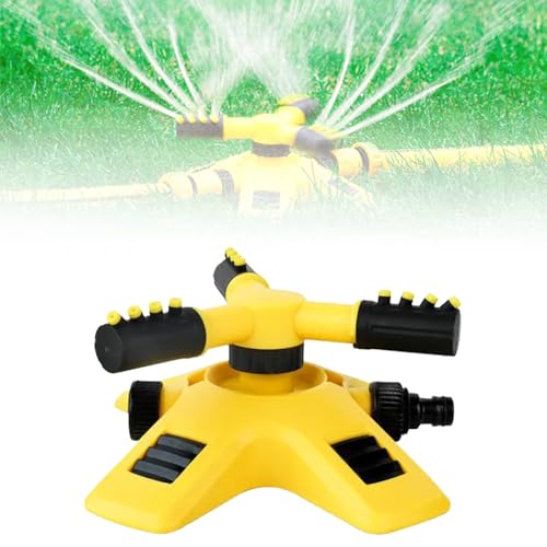 360 Grad Kreisregner Rasensprenger Große Flächen, Gartensprenger, Rasenbewässerung Rotierender Wasser Sprinkler, 3 Arm Sprenger, Rasensprinkler für Bewässerungsanlagen (nackt) von ComedyKing