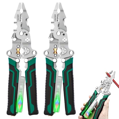 9 in 1 Abisolierzange mit Strommessfunktion, Elektriker Zange, 2025 Upgrade Multifunktionale Wire Stripper, Elektriker Werkzeug Kabelschere für Isolierte und nicht Isolierte Verbindungen (2pcs) von ComedyKing
