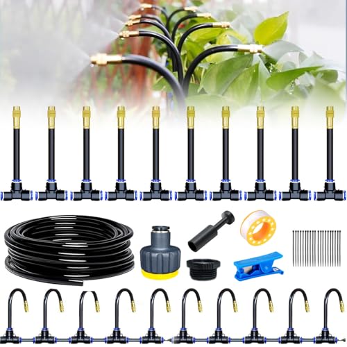 Bewässerungssystem Garten, Greenhouse Pflanzen, 360° Curved Garden Automatic Irrigation System, Hochbeet Bewässerung Tropfbewässerung für Landschaft, Flower Bed und Terrasse Pflanzen (10M) von ComedyKing