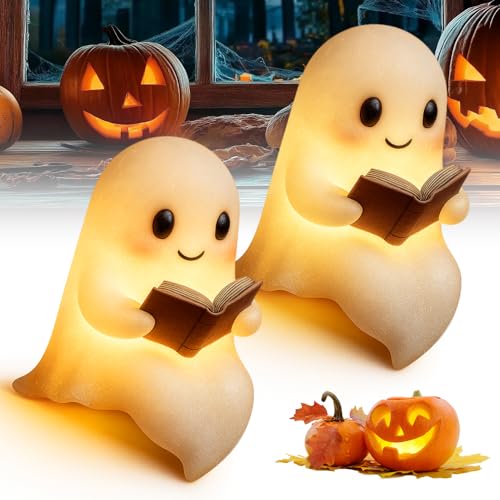 ComedyKing Halloween Deko Geister, 2025 Neu Einstellbare Halloween Decke Beleuchtung Geister, Batteriebetrieb Deko für Wohnzimmer Zimmer (2pcs, Klein) von ComedyKing