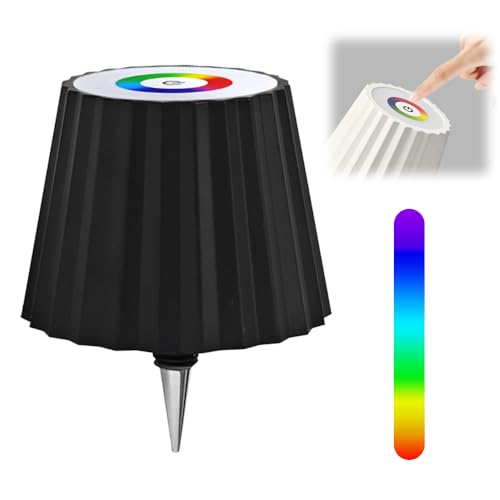 ComedyKing LED Akku Flaschenleuchte, Touch Tischlampe Kabellos RGB Dimmbare 3000k, Flaschenlampe Aufsatz led, LED Akku Flaschenaufsatz USB Wiederaufladbar für Garten (Schwarz*1, RGB类型) von ComedyKing