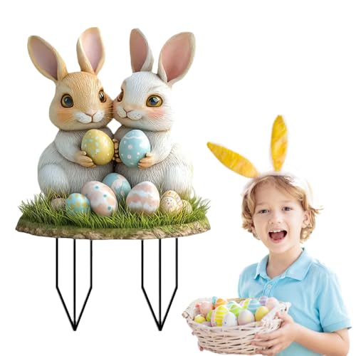 ComedyKing Ostern Deko Gartenstecker, 2025 Neu 30x 20cm Osterhase Dekoration zum Stecken, Osterhasen Figuren Garten Frühlingsdeko, Osterhase Modern Osterdekoration für Osterschild Deko (#G) von ComedyKing