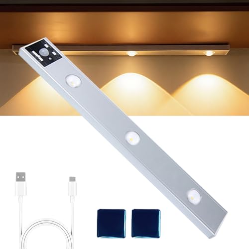 ComedyKing Schrankbeleuchtung, Unterschrank Beleuchtung Küche LED Bewegungsmelder, Superhell Küche Licht Aufladbar, 3 Farbe, 1500mAh Akku, LED Schrankbeleuchtung Einfach Montage Schranklicht (40CM) von ComedyKing