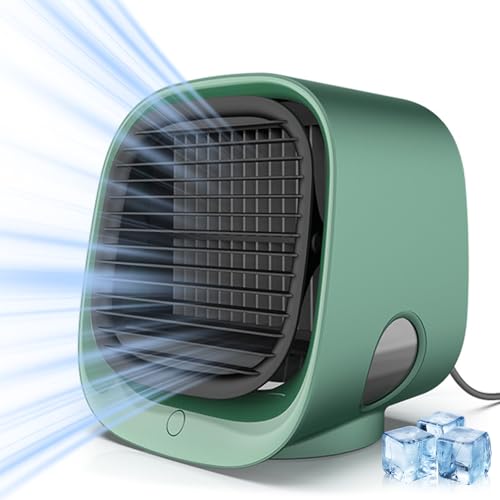 ComedyKing Tischventilator, 2025 Neu Spray Lüfter Usb Ventilator, 500ml Wasserbehälter Kühler Spray Kleiner Ventilator Akku, Tragbare Mini Fan für Schreibtisch Schlafzimmer (Grün) von ComedyKing