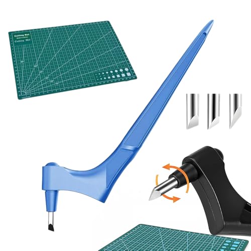 Craft Schneidwerkzeuge, 2025 Neue Edelstahl Bastelmesser Skalpell 360 Grad Präzisions mit 3 Ersatzklingen, 1 Schneidematte, Handwerkszeug Papierschneider für Handwerk Scrapbooking (Blau) von ComedyKing
