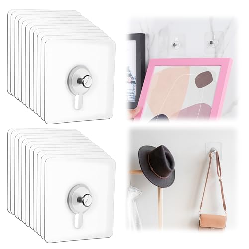 Drill Free Adhesive Hooks, Transparent Klebehaken Bilderhaken Ohne Bohre, Klebehaken Bilder, Bildaufhänger Selbstklebend Klebehaken Wand für Bilder Poster Fotos Gemälde, Küche, Bad, Türwand (20pcs) Drill Free Adhesive Hooks, Transparent Klebehaken Bilderhaken Ohne Bohre, Klebehaken Bilder, Bildaufhänger Selbstklebend Klebehaken Wand für Bilder Poster Fotos Gemälde, Küche, Bad, Türwand (20pcs) von ComedyKing