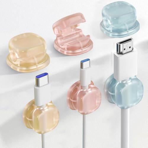 Kabelhalter Selbstklebend, 6 Pack Magnetische Schreibtisch Kabel Organizer Management, Cable Organizer, Kabelhalter Schreibtisch Ladekabel Organizer für Nachttisch, Küchengeräte (Gemischte Farben) von ComedyKing