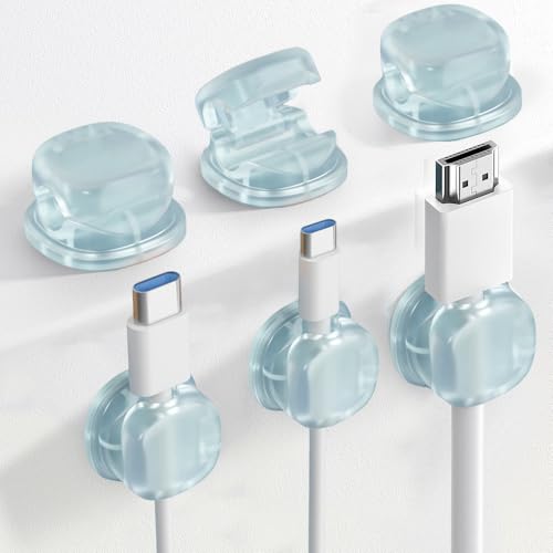 Kabelhalter Selbstklebend, 6 Pack Magnetische Schreibtisch Kabel Organizer Management, Cable Organizer, Kabelhalter Schreibtisch Ladekabel Organizer für Nachttisch, Küchengeräte (Transparent Blau) von ComedyKing