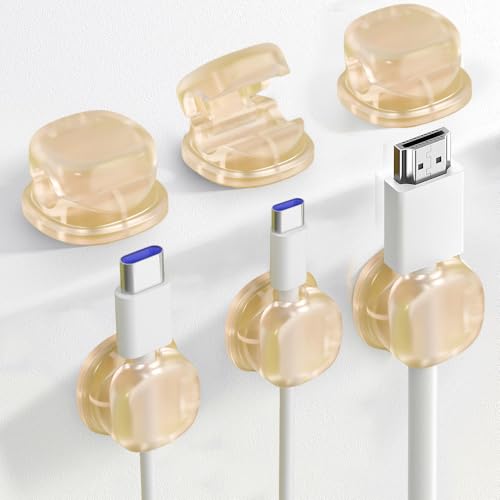 Kabelhalter Selbstklebend, 6 Pack Magnetische Schreibtisch Kabel Organizer Management, Cable Organizer, Kabelhalter Schreibtisch Ladekabel Organizer für Nachttisch, Küchengeräte (Transparent Gelb) von ComedyKing
